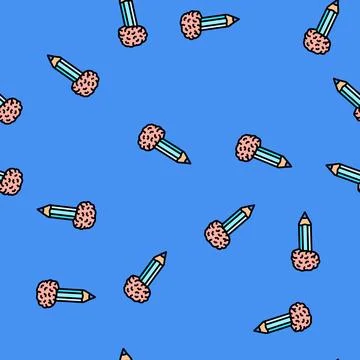 Idea brain human vector seamless pattern イラスト素材