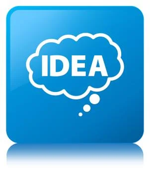 Idea bubble icon cyan blue square button Stock Illustration