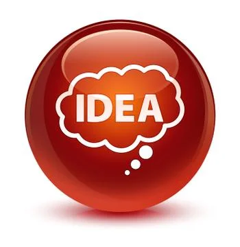 Idea bubble icon glassy brown round button Stock Illustration