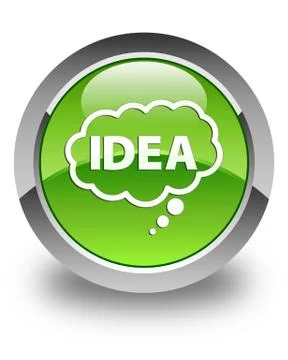Idea bubble icon glossy green round button Stock Illustration