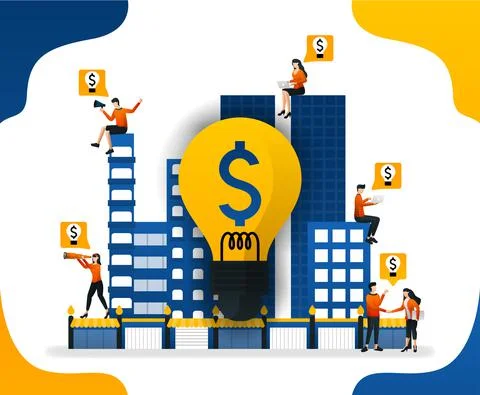 Idea to build a smart city. creating a financial system in the city, concept  Stock Illustration