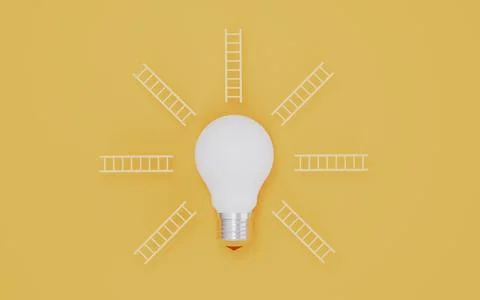 Idea bulb and ray ladders the business concepts 3d illustration Stock Illustration