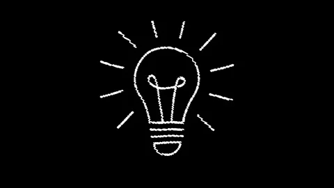 Idea bulb animated hand drawn sketch glowing lamp with light rays wiggling .. Stock Footage 342963326