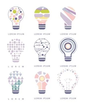 Idea Bulb Different Abstract Design Pastel Icons Stock Illustration