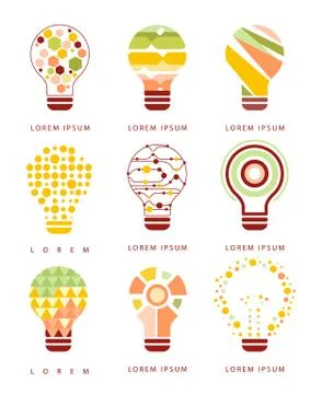 Idea Bulb Different Geometric Abstract Design Icons Stock Illustration