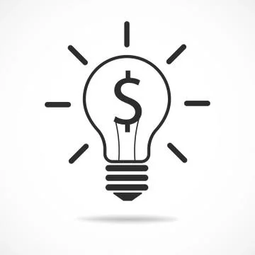 Idea bulb with dollar sign vector icon, money creative symbol Stock Illustration
