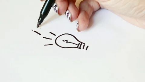 Idea bulb drawing on the white paper Video stock 75717223
