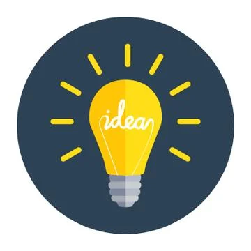 Idea Bulb Flat Design Icon. Vector Illustration Stock Illustration