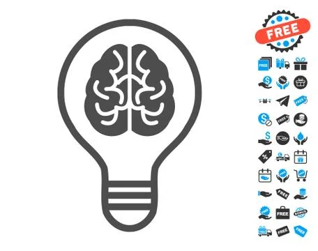 Idea Bulb Flat Icon with free bonus elements Stock Illustration