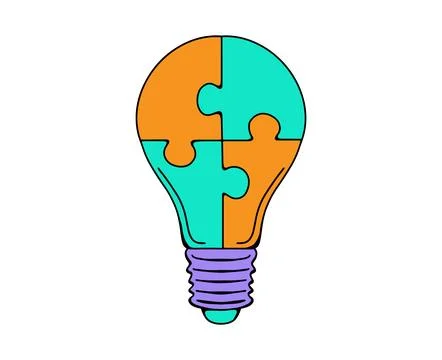 Idea bulb jigsaw puzzle vector Illustrazione stock