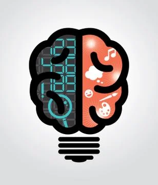 Idea bulb left brain right brain Stock Illustration