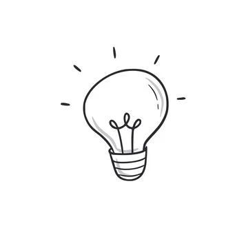 Idea bulb light doodle. Light lamp bulb hand drawn sketch style icon. Creative Stock Illustration