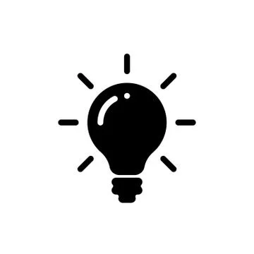 Idea bulb light vector icon. Lamp bulb black silhouette symbol Illustrazione stock