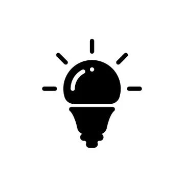 Idea bulb light vector icon. Led diode lamp lightbulb symbol Stock Illustration