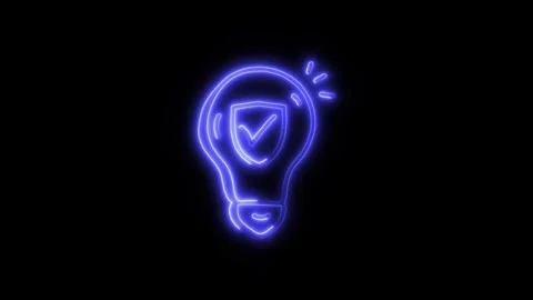 Idea Bulb Outline Icon in HD Video Neon Animation 스톡 동영상 304552324