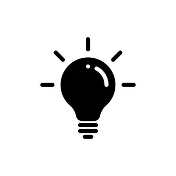 Idea bulb vector icon. Lamp light bulb isolated silhouette Illustrazione stock