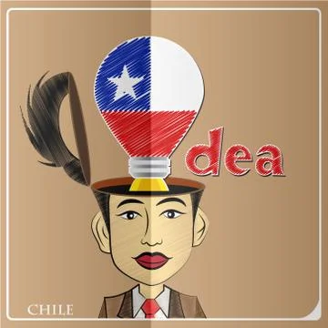 Idea bulb,made from the flag of Chile in  human head ,vector illustration Illustrazione stock