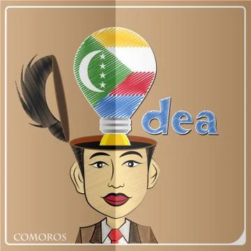 Idea bulb,made from the flag of Comoros in  human head ,vector illustration Stock Illustration