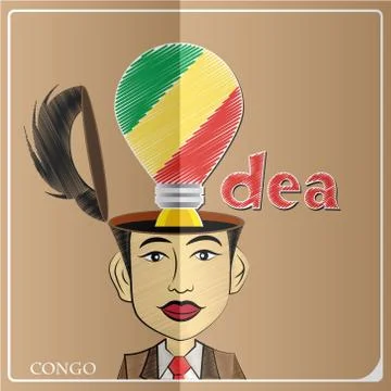 Idea bulb,made from the flag of Congo in  human head ,vector illustration Stock Illustration