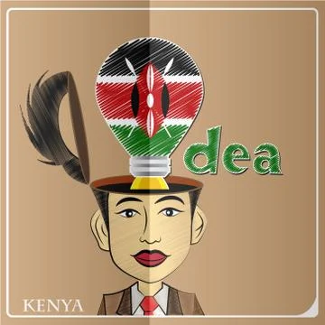 Idea bulb,made from the flag of Kenya in  human head ,vector illustration Stock Illustration