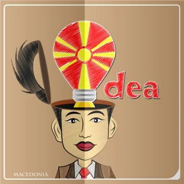 Idea bulb,made from the flag of Macedonia in  human head ,vector illustration Stock Illustration