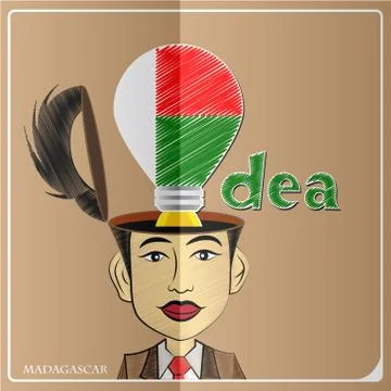 Idea bulb,made from the flag of Madagascar in  human head ,vector illustratio Stock Illustration
