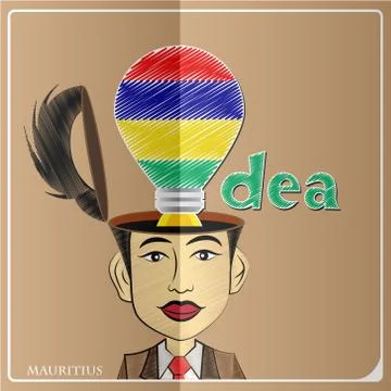 Idea bulb,made from the flag of Mauritius in  human head ,vector illustration Stock Illustration