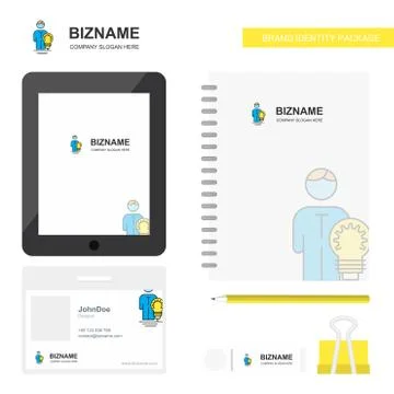 Idea Business Logo, Tab App, Diary PVC Employee Card and USB Brand Stationary Stockillustratie