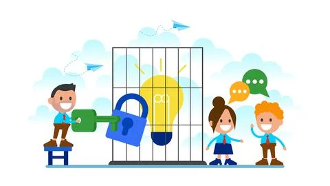 The idea in the cage to which you need to pick up the key. Stock Illustration