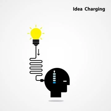 Idea charging idea concept.I need Idea concept. Businessman head and creative Illustrazione stock