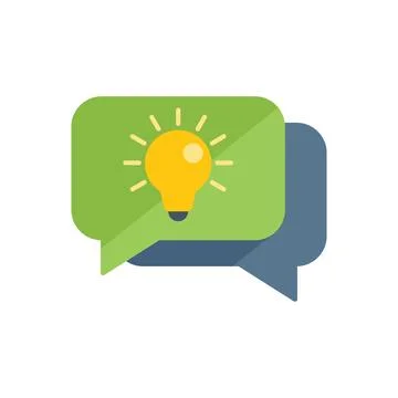 Idea chat icon flat vector. Bulb creative Stock Illustration