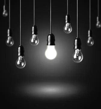 Idea concept on black background Stock Photos