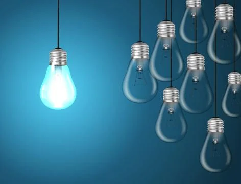 Idea concept on blue background Illustrazione stock