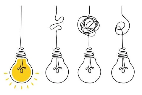 Idea concept, creative bulb sign, innovations. Keep it simple business conc.. Stock Illustration