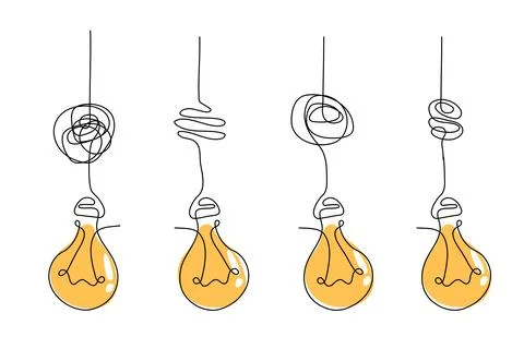 Idea concept, creative bulb sign, innovations. Keep it simple business conc.. Illustrazione stock