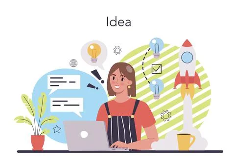 Idea concept. Creative innovation and brainstorm. Solution generation Stock Illustration
