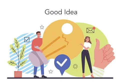 Idea concept. Creative innovation and brainstorm. Solution generation Stock Illustration