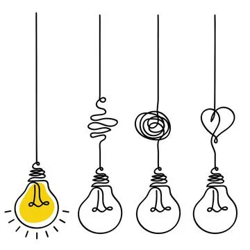 Idea concept creative light bulb one line art. Business innovation vector i.. Illustrazione stock