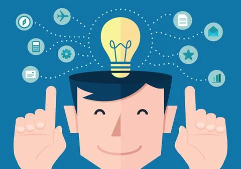 Idea concept flat design, vector Stock Illustration