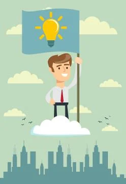 Idea concept flat design, vector Stock Illustration