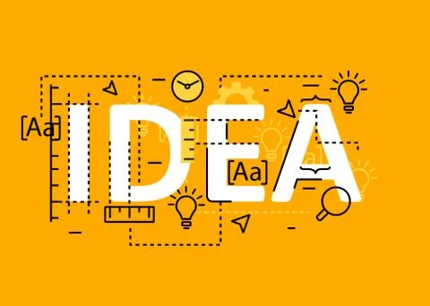 Idea concept flat line design with icons and elements. Modern idea concept ve イラスト素材