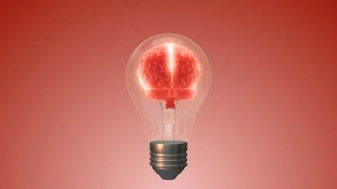 Idea concept of glowing brain inside the bulb イラスト素材