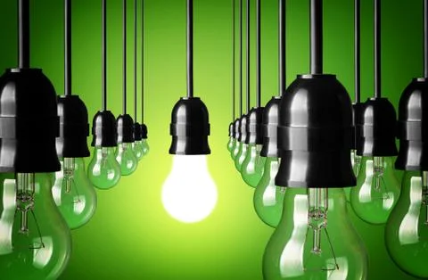 Idea concept on green background Stock Photos