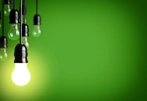 Idea concept on green background. Stock Photos