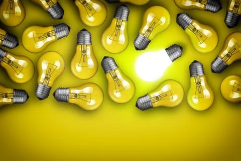 Idea concept with group of light bulbs Stock Photos