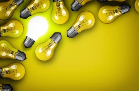 Idea concept with group of light bulbs 库存照片