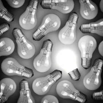 Idea concept with group of light bulbs Stock Photos