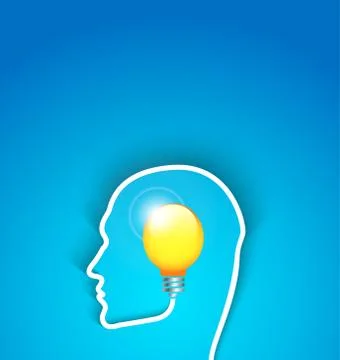 Idea concept human face profile with bulb Stock Illustration