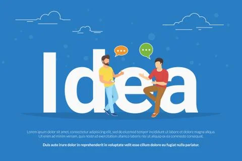 Idea concept illustration of two young people talking about new business idea Stock Illustration