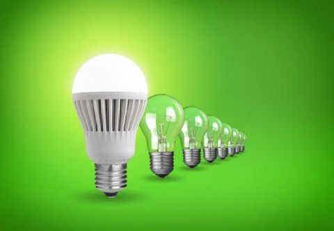 Idea concept with led bulb and tungsten bulbs Stock Photos